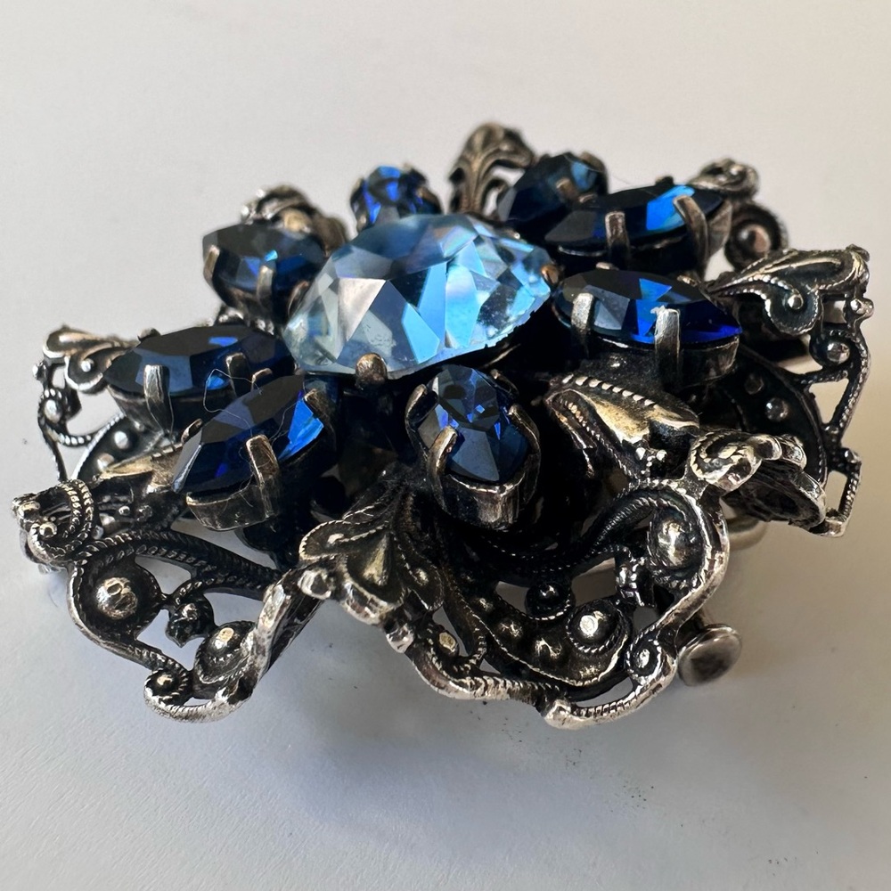 Vintage 1950s Christian Dior Rhinestone Dual Brooch & Scarf / Dress Clip - Picture 8 of 10